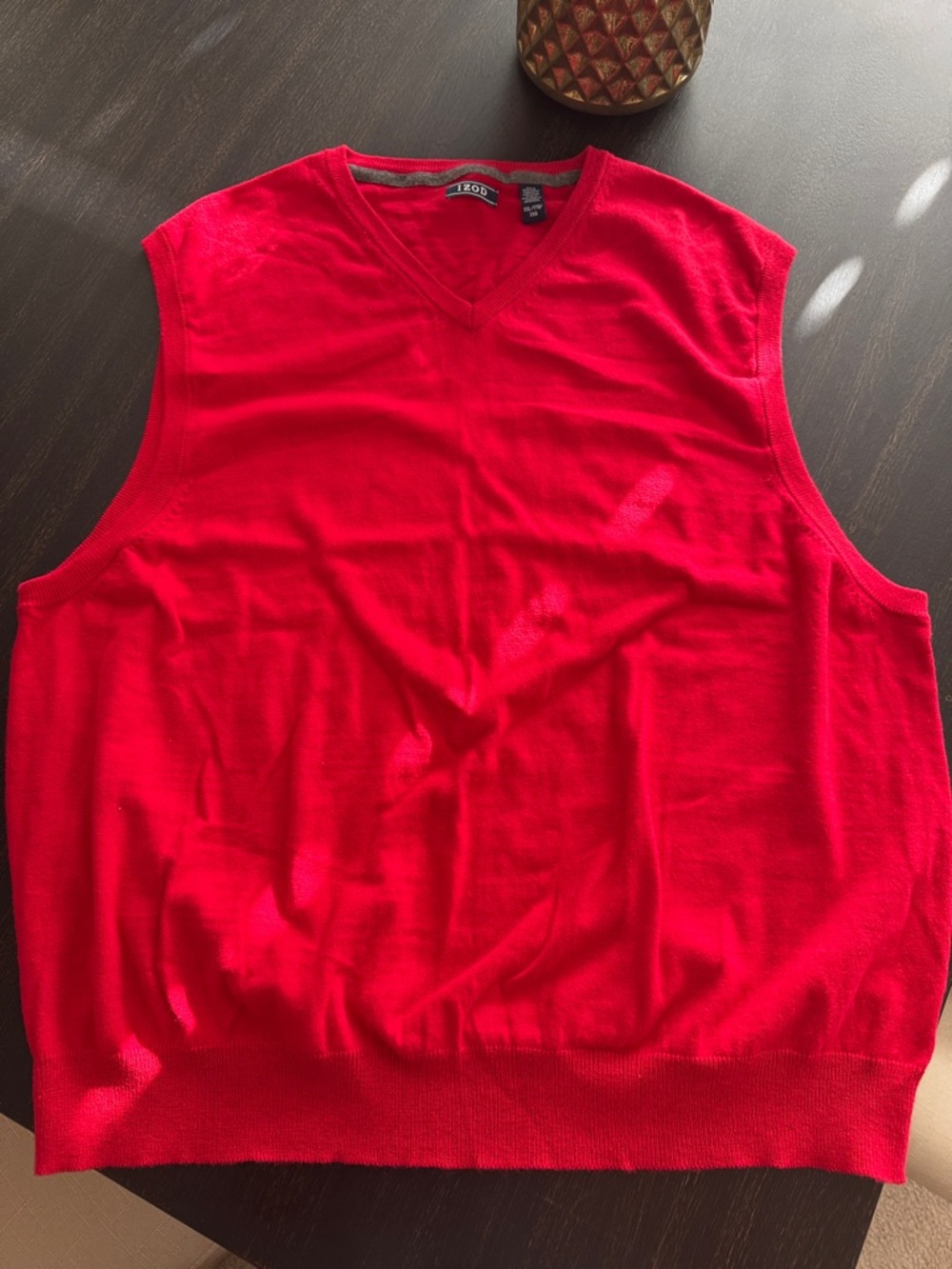 Izod Men’s V-Neck Sweater Vest in Bright Red
